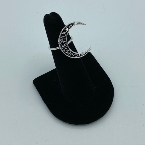 Vintage Silver Large Boho Bohemian Moon Ring - Picture 4 of 7